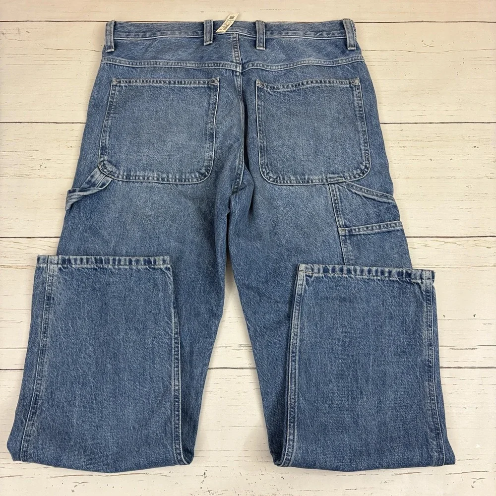 Madewell Relaxed Straight Workwear Carpenter Jeans Mens 33x32 Blue NEW NWT